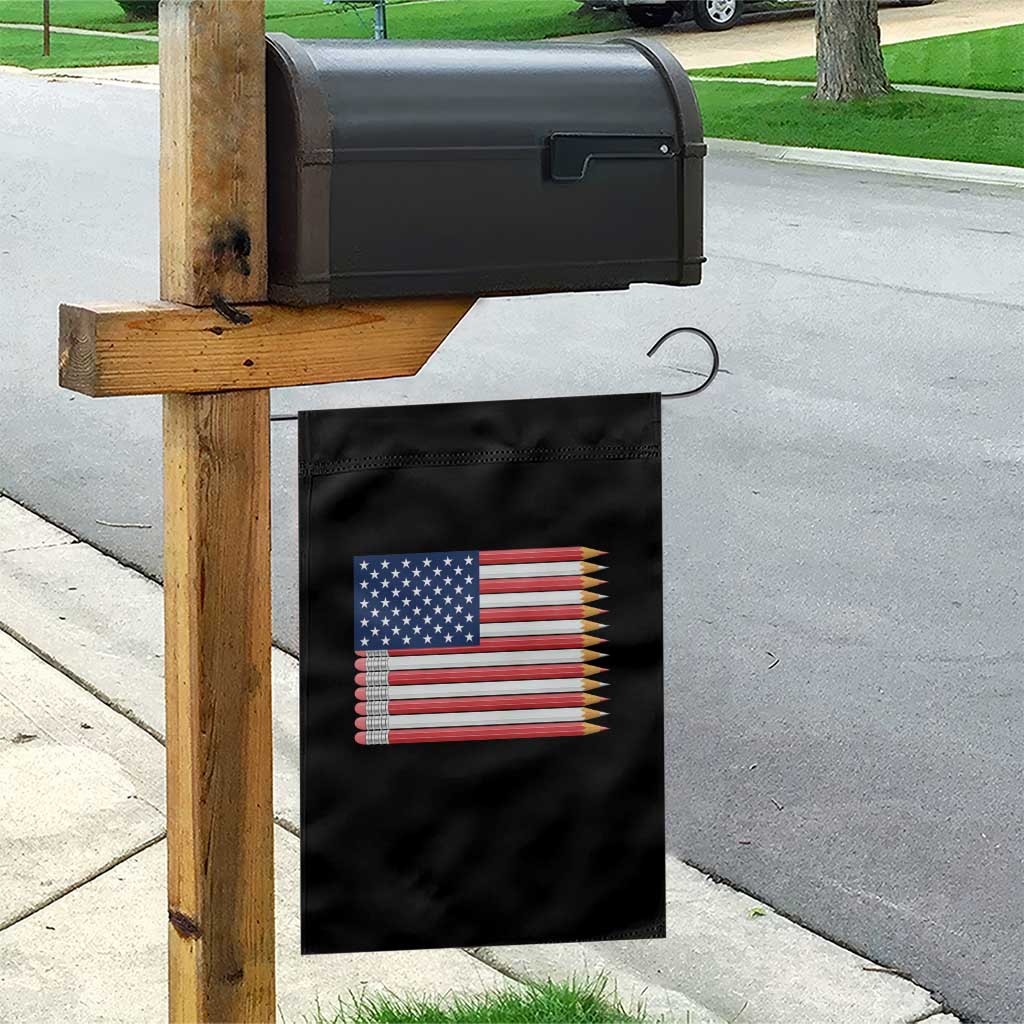Pencil Stripes USA Flag Garden Flag Proud American Teacher Graduation Gift