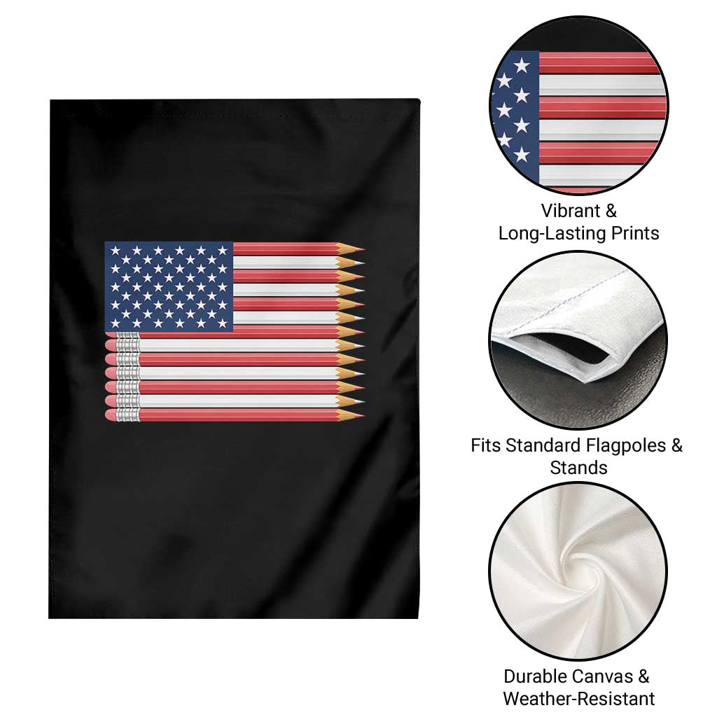 Pencil Stripes USA Flag Garden Flag Proud American Teacher Graduation Gift