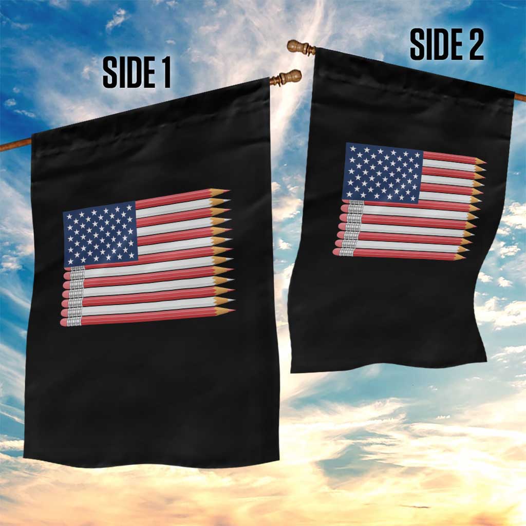 Pencil Stripes USA Flag Garden Flag Proud American Teacher Graduation Gift