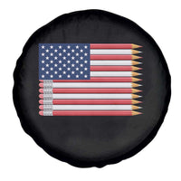 Pencil Stripes USA Flag Spare Tire Cover Proud American Teacher Graduation Gift