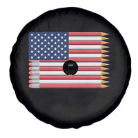 Pencil Stripes USA Flag Spare Tire Cover Proud American Teacher Graduation Gift