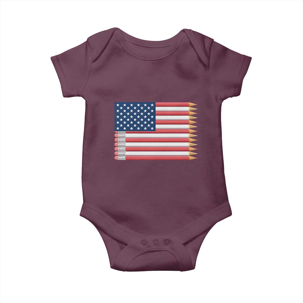 Pencil Stripes USA Flag Baby Onesie Proud American Teacher Graduation Gift