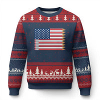 Pencil Stripes USA Flag Ugly Christmas Sweater Proud American Teacher Graduation Gift