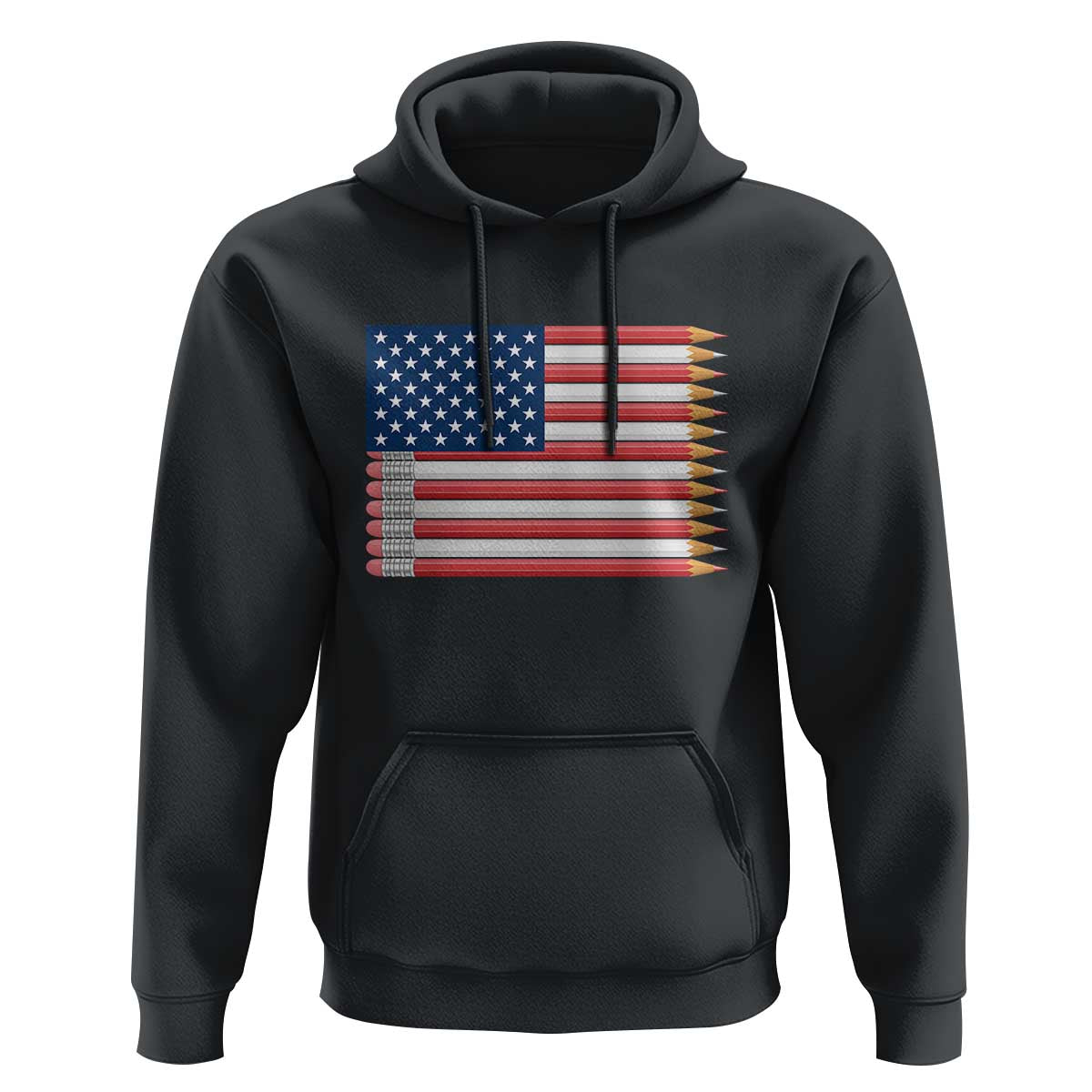 Pencil Stripes USA Flag Hoodie Proud American Teacher Graduation Gift