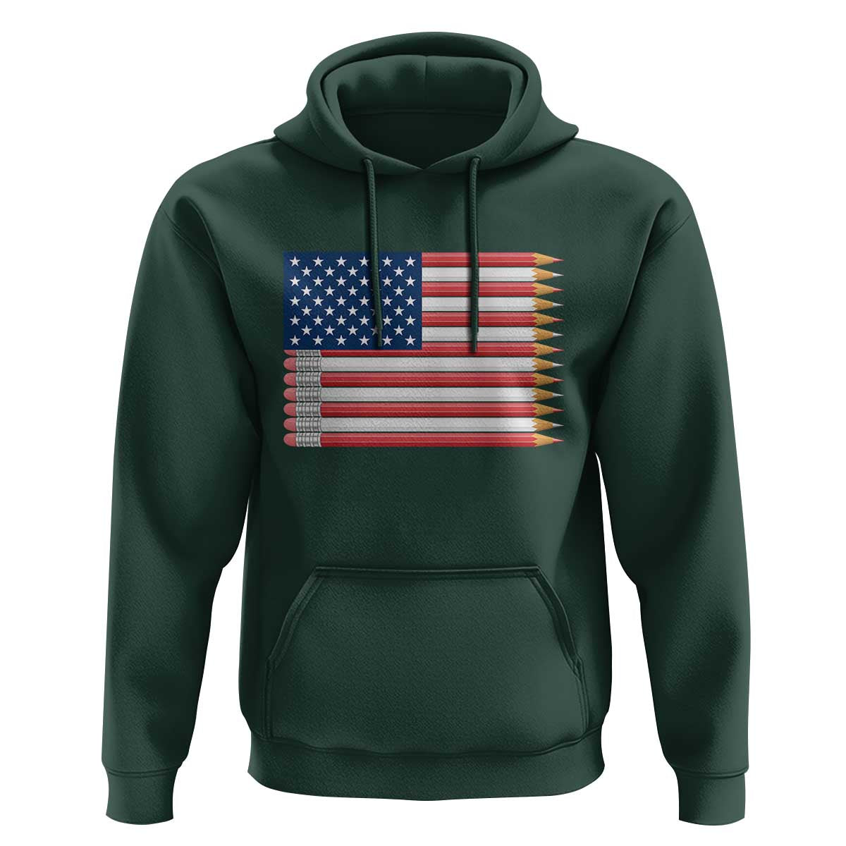 Pencil Stripes USA Flag Hoodie Proud American Teacher Graduation Gift