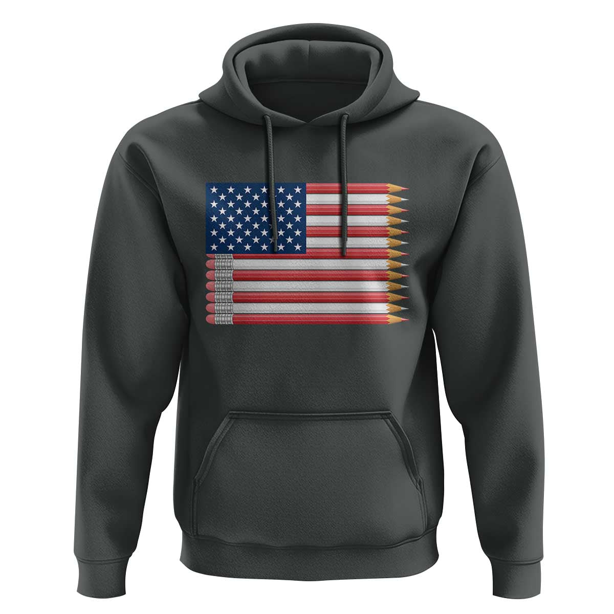 Pencil Stripes USA Flag Hoodie Proud American Teacher Graduation Gift