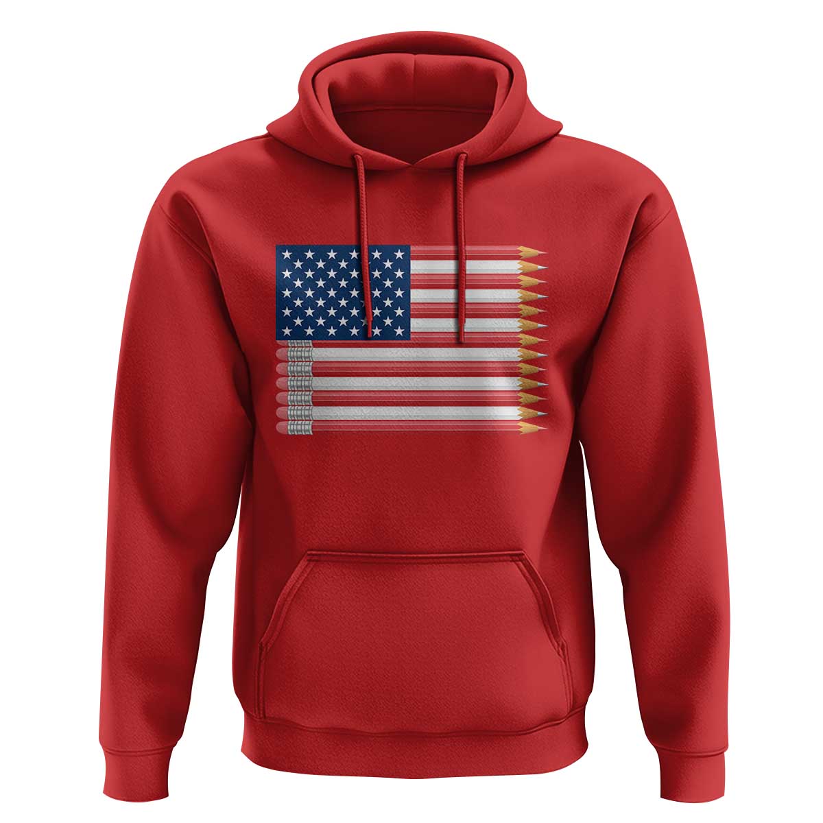 Pencil Stripes USA Flag Hoodie Proud American Teacher Graduation Gift