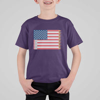 Pencil Stripes USA Flag T Shirt For Kid Proud American Teacher Graduation Gift