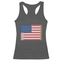 Pencil Stripes USA Flag Racerback Tank Top Proud American Teacher Graduation Gift