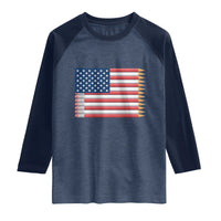 Pencil Stripes USA Flag Raglan Shirt Proud American Teacher Graduation Gift