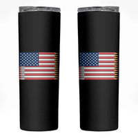 Pencil Stripes USA Flag Skinny Tumbler Proud American Teacher Graduation Gift