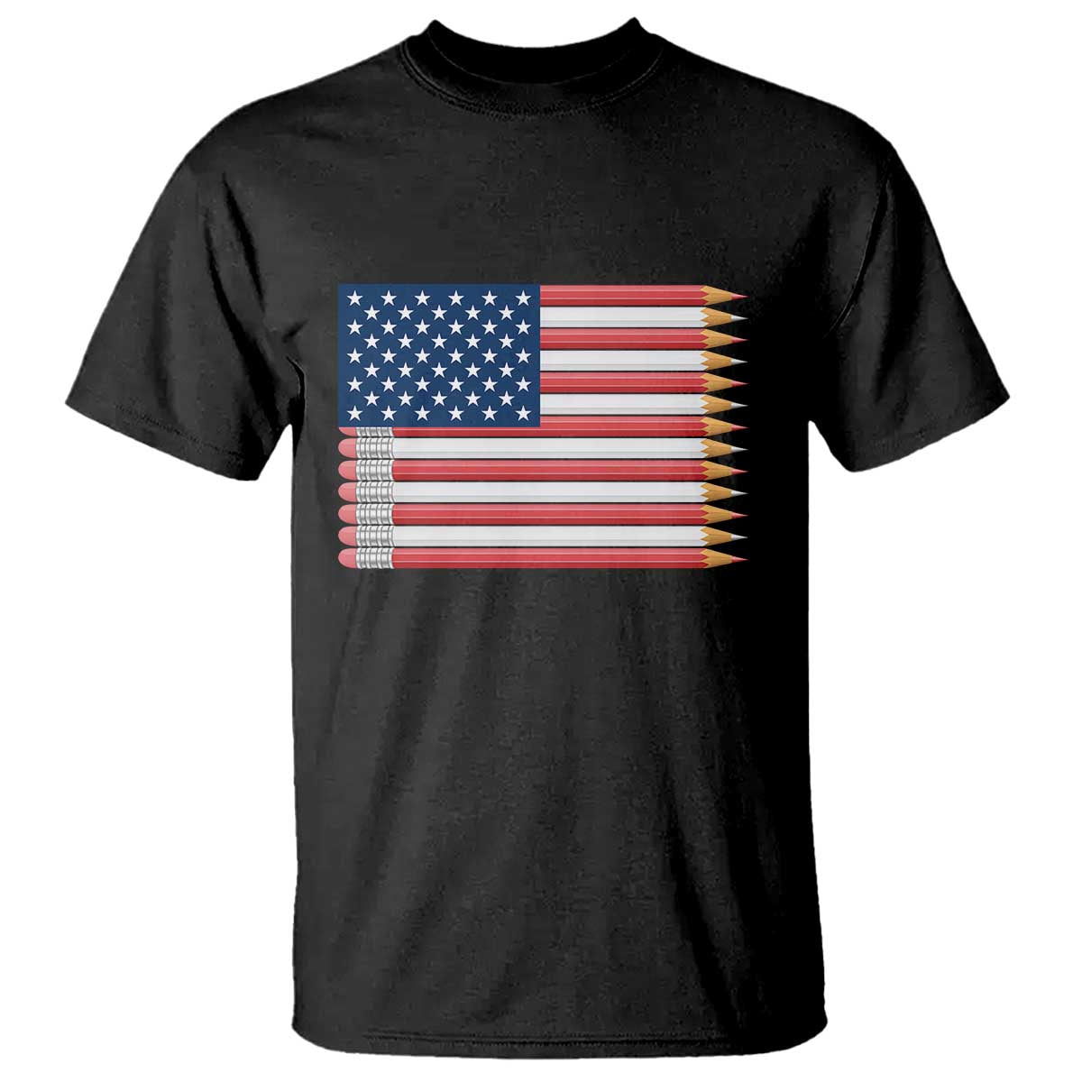 Pencil Stripes USA Flag T Shirt Proud American Teacher Graduation Gift