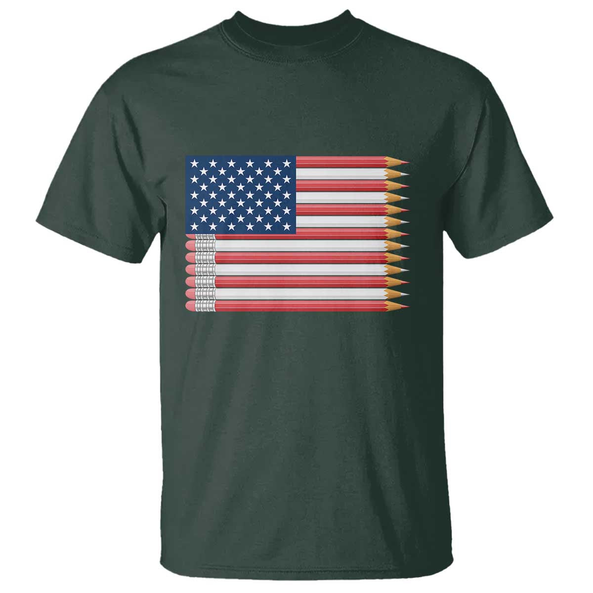 Pencil Stripes USA Flag T Shirt Proud American Teacher Graduation Gift