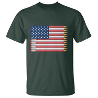 Pencil Stripes USA Flag T Shirt Proud American Teacher Graduation Gift