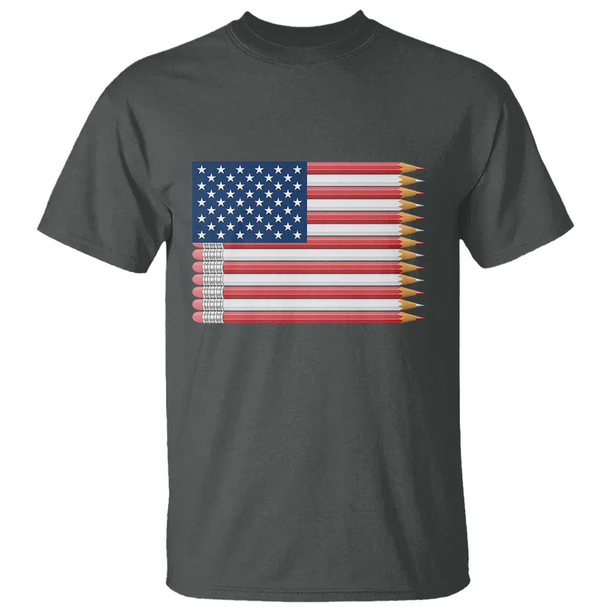 Pencil Stripes USA Flag T Shirt Proud American Teacher Graduation Gift