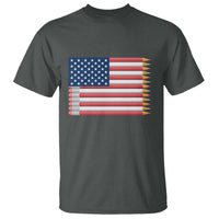 Pencil Stripes USA Flag T Shirt Proud American Teacher Graduation Gift