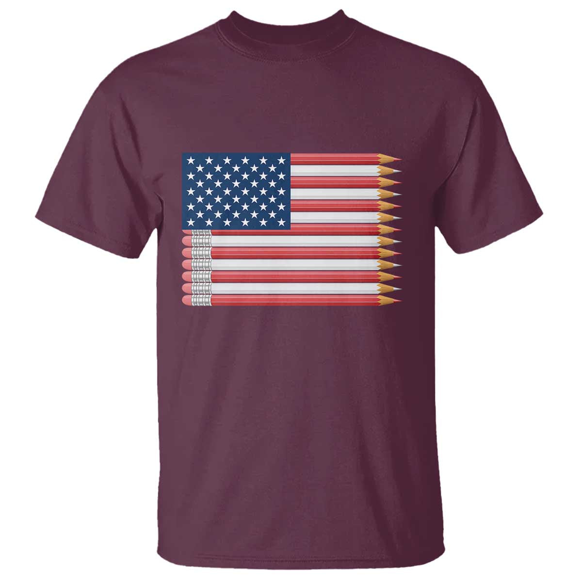 Pencil Stripes USA Flag T Shirt Proud American Teacher Graduation Gift
