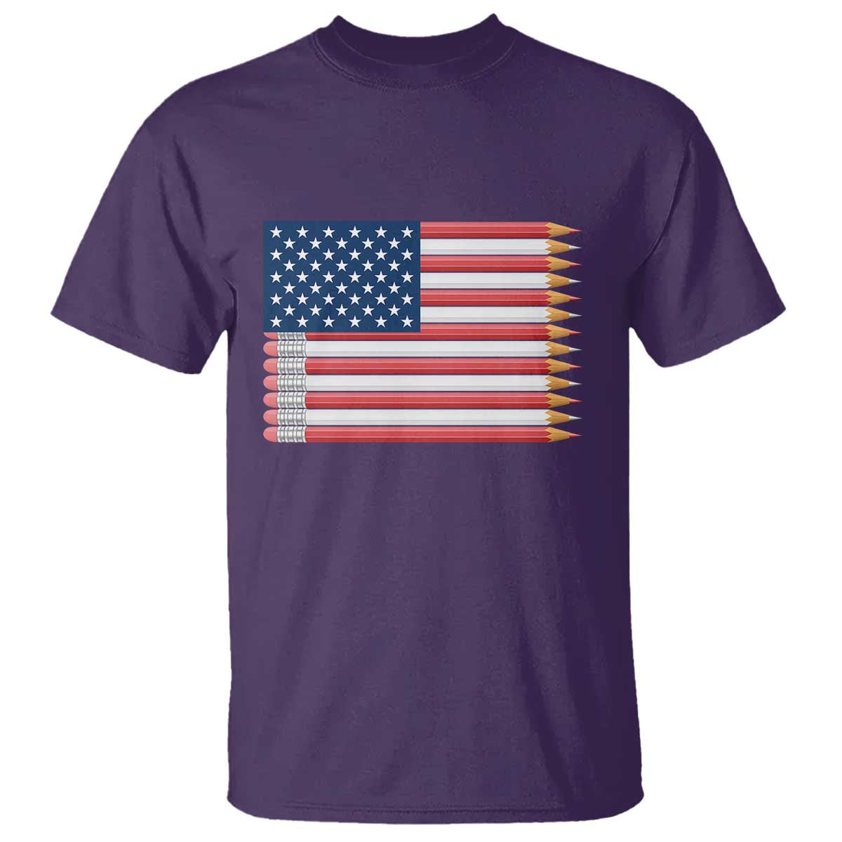 Pencil Stripes USA Flag T Shirt Proud American Teacher Graduation Gift