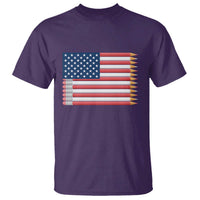 Pencil Stripes USA Flag T Shirt Proud American Teacher Graduation Gift