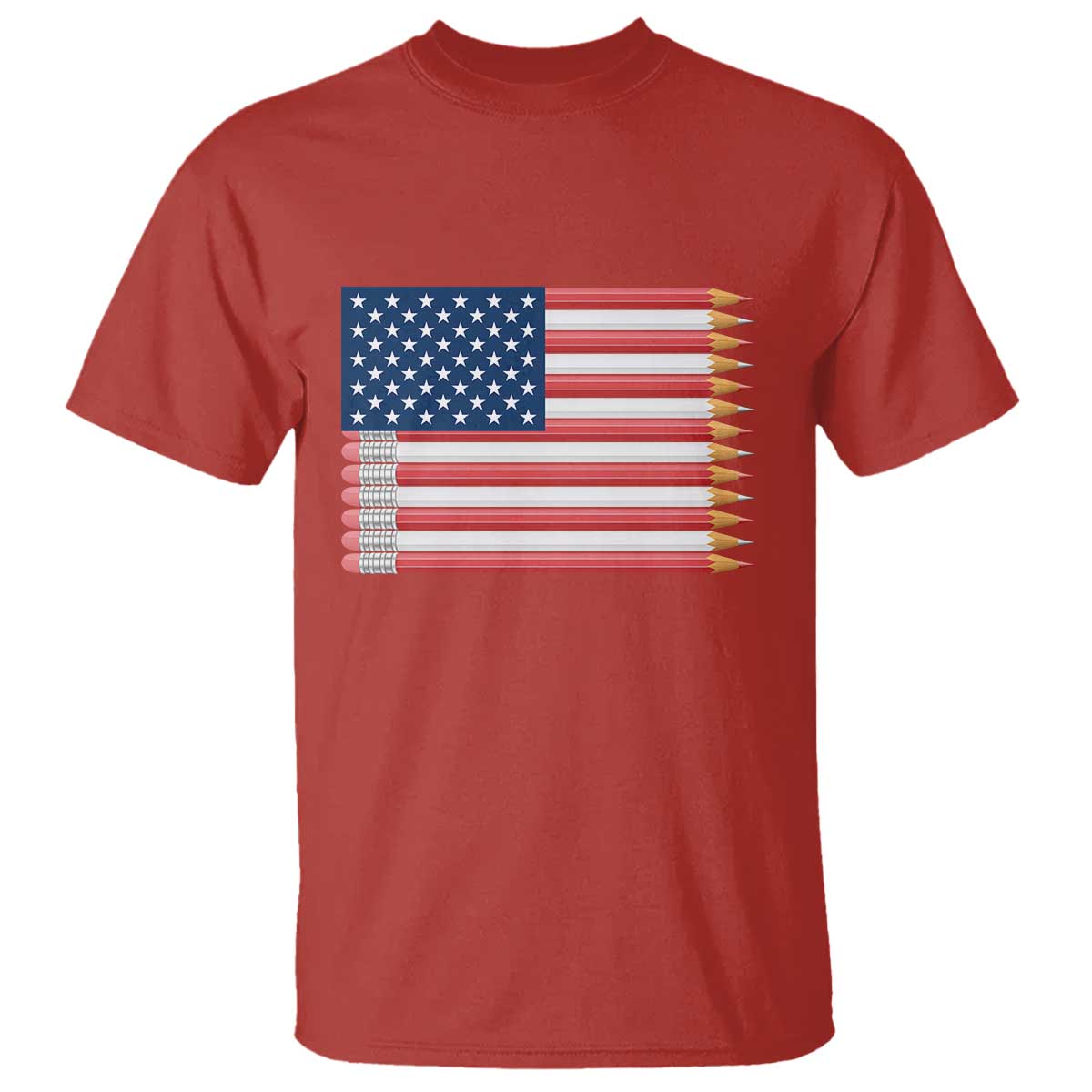 Pencil Stripes USA Flag T Shirt Proud American Teacher Graduation Gift