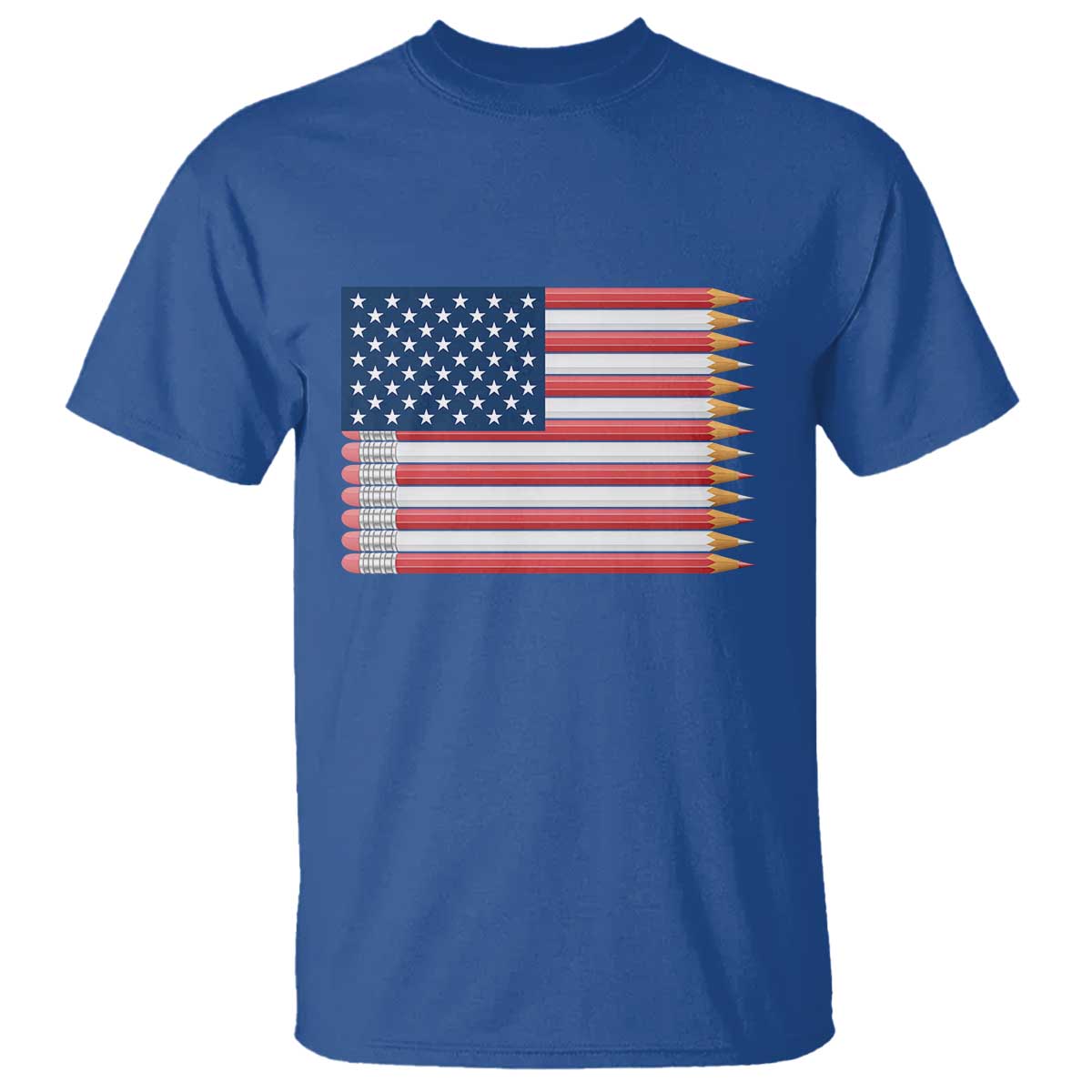 Pencil Stripes USA Flag T Shirt Proud American Teacher Graduation Gift