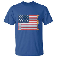 Pencil Stripes USA Flag T Shirt Proud American Teacher Graduation Gift