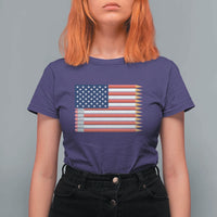 Pencil Stripes USA Flag T Shirt For Women Proud American Teacher Graduation Gift