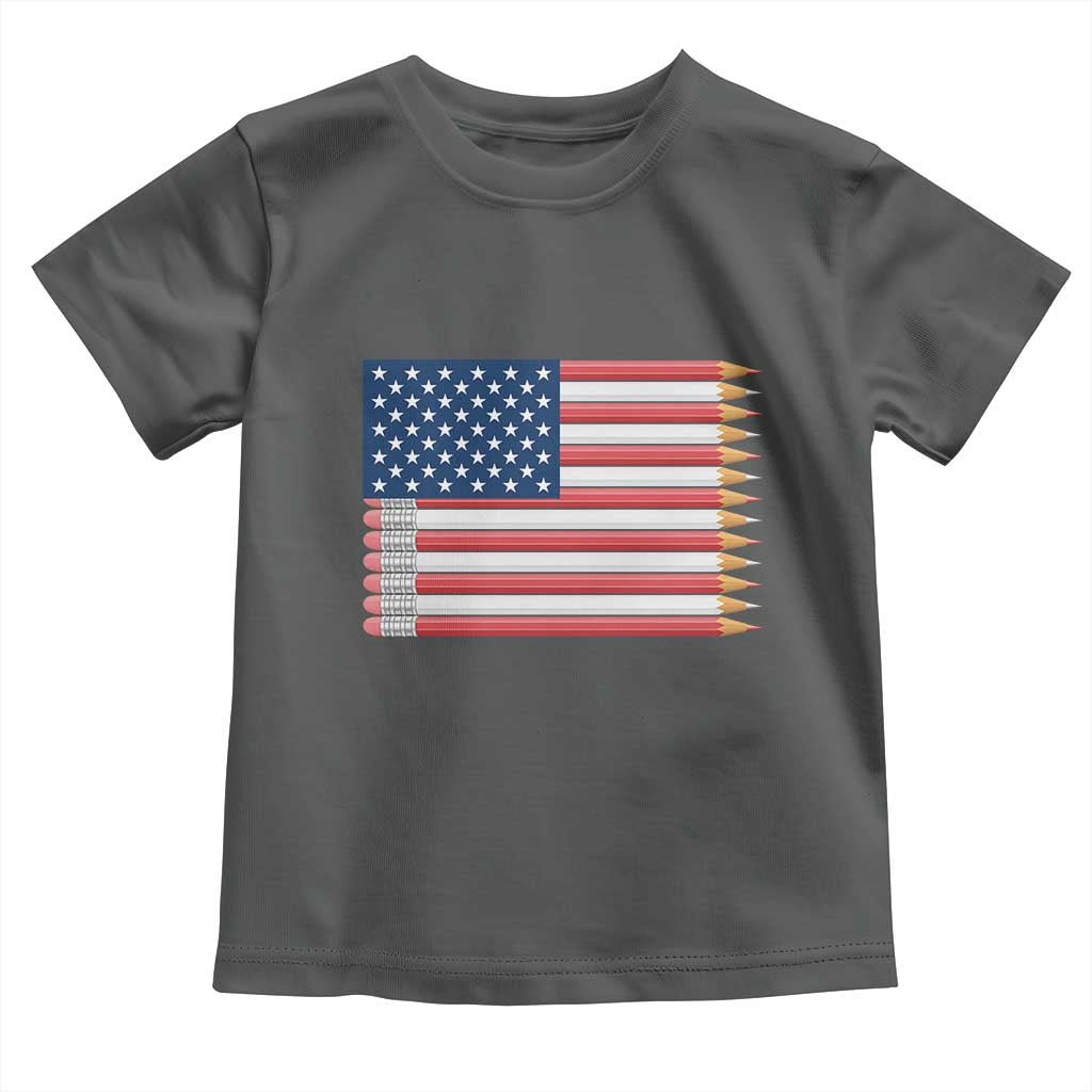 Pencil Stripes USA Flag Toddler T Shirt Proud American Teacher Graduation Gift