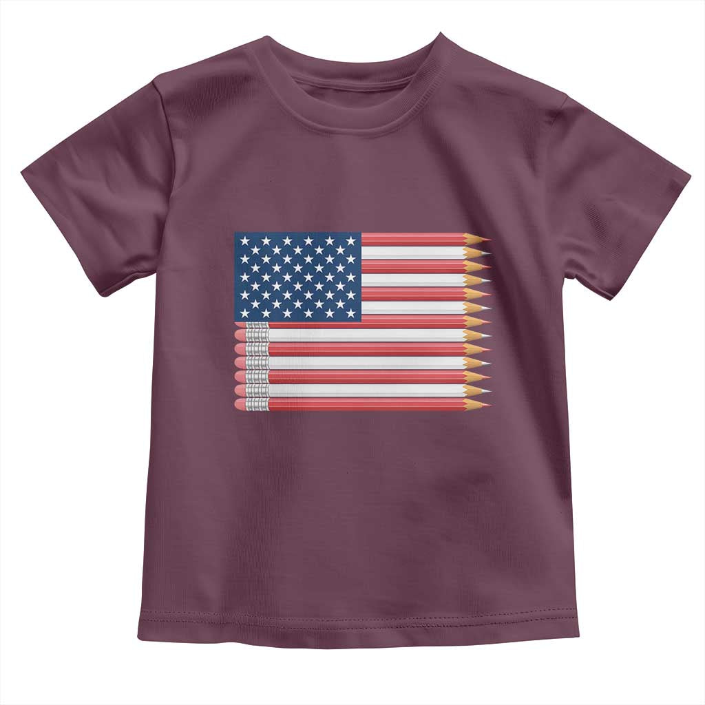Pencil Stripes USA Flag Toddler T Shirt Proud American Teacher Graduation Gift
