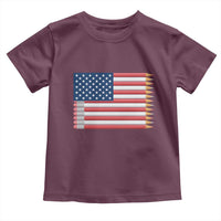 Pencil Stripes USA Flag Toddler T Shirt Proud American Teacher Graduation Gift