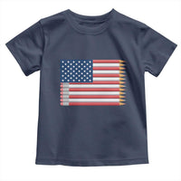Pencil Stripes USA Flag Toddler T Shirt Proud American Teacher Graduation Gift