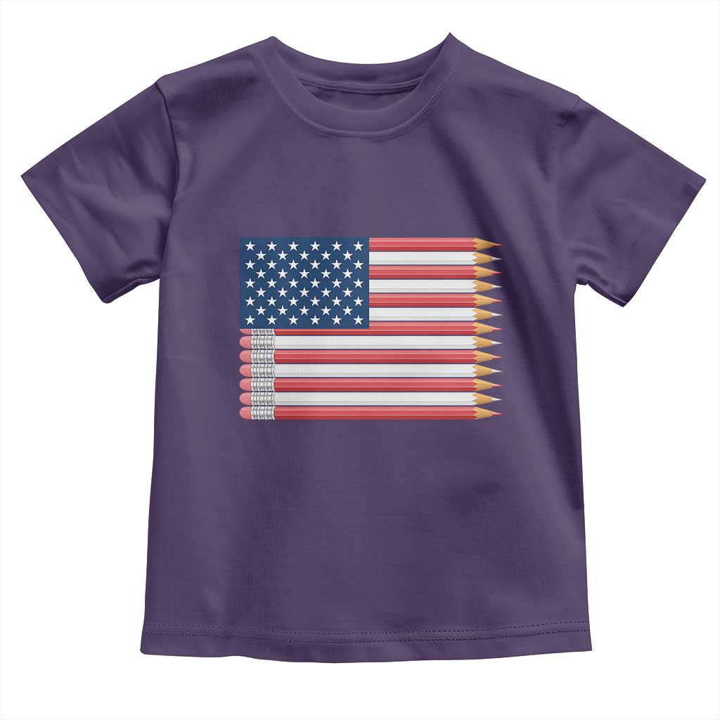 Pencil Stripes USA Flag Toddler T Shirt Proud American Teacher Graduation Gift