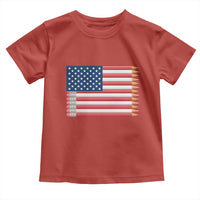 Pencil Stripes USA Flag Toddler T Shirt Proud American Teacher Graduation Gift