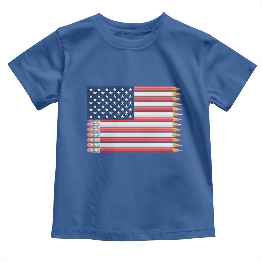 Pencil Stripes USA Flag Toddler T Shirt Proud American Teacher Graduation Gift
