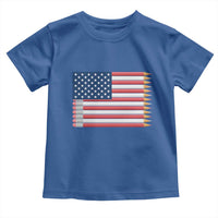 Pencil Stripes USA Flag Toddler T Shirt Proud American Teacher Graduation Gift