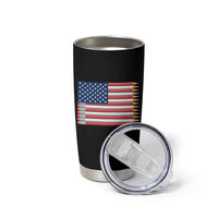 Pencil Stripes USA Flag Tumbler Cup Proud American Teacher Graduation Gift
