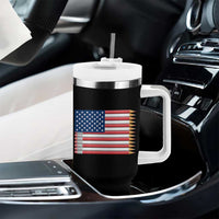 Pencil Stripes USA Flag Tumbler With Handle Proud American Teacher Graduation Gift