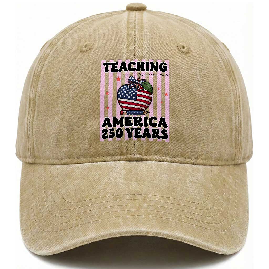 Inspiring Young Minds Teacher Washed Cotton Baseball Cap America 250th Anniversary Gift