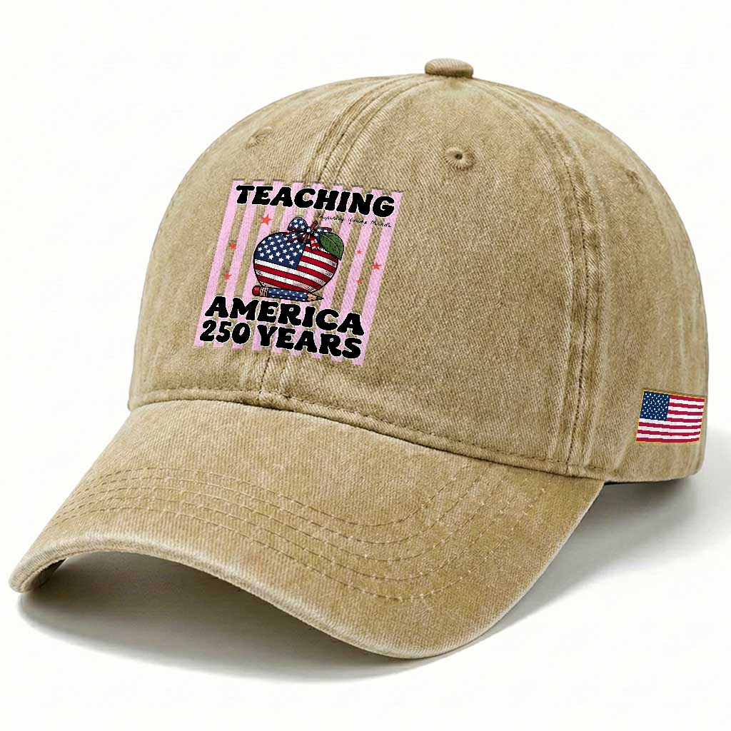 Inspiring Young Minds Teacher Washed Cotton Baseball Cap America 250th Anniversary Gift