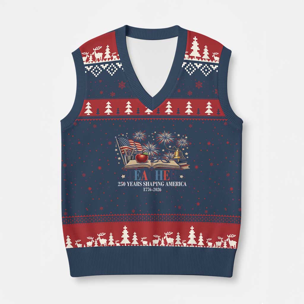 250 Years Shaping America Educator V-Neck Knit Sweater Vest America 250th Anniversary