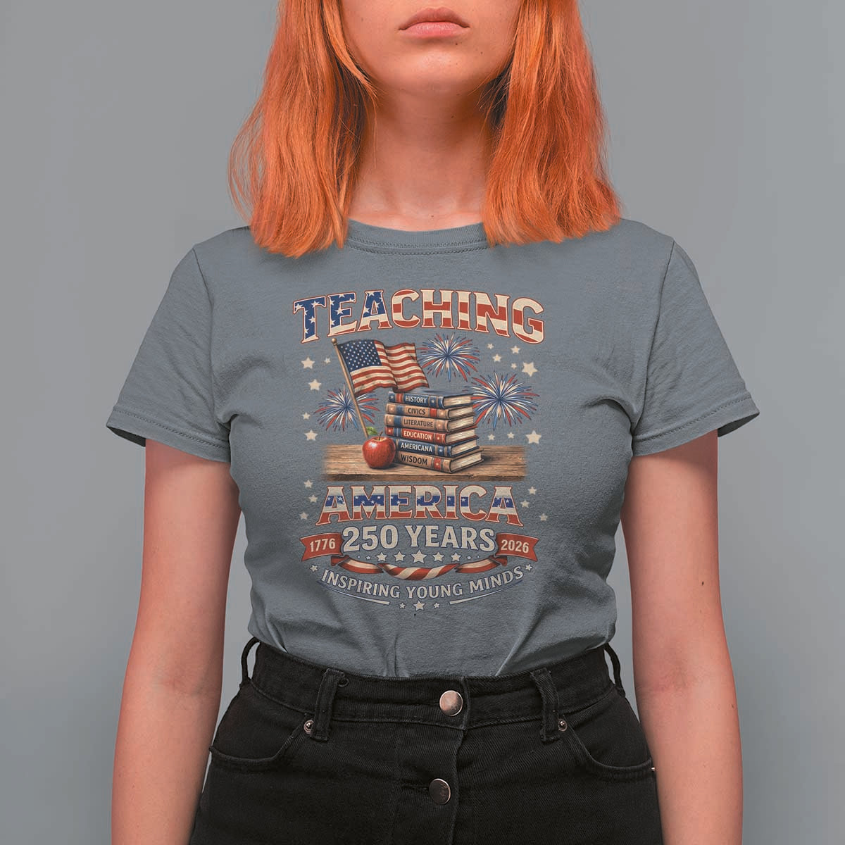 American Teacher Gift T Shirt For Women Inspiring Young Minds 250th Anniversary