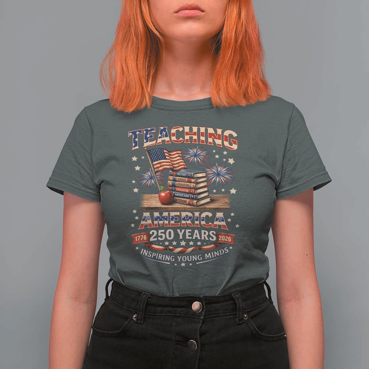 American Teacher Gift T Shirt For Women Inspiring Young Minds 250th Anniversary