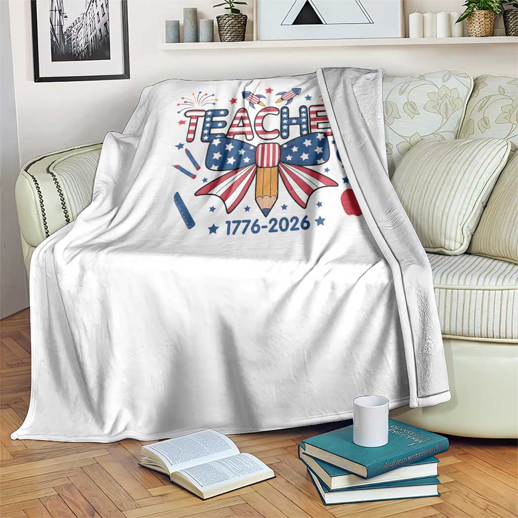 Proud American Teacher 250 Years Throw Blanket Patriotic Educator Gift