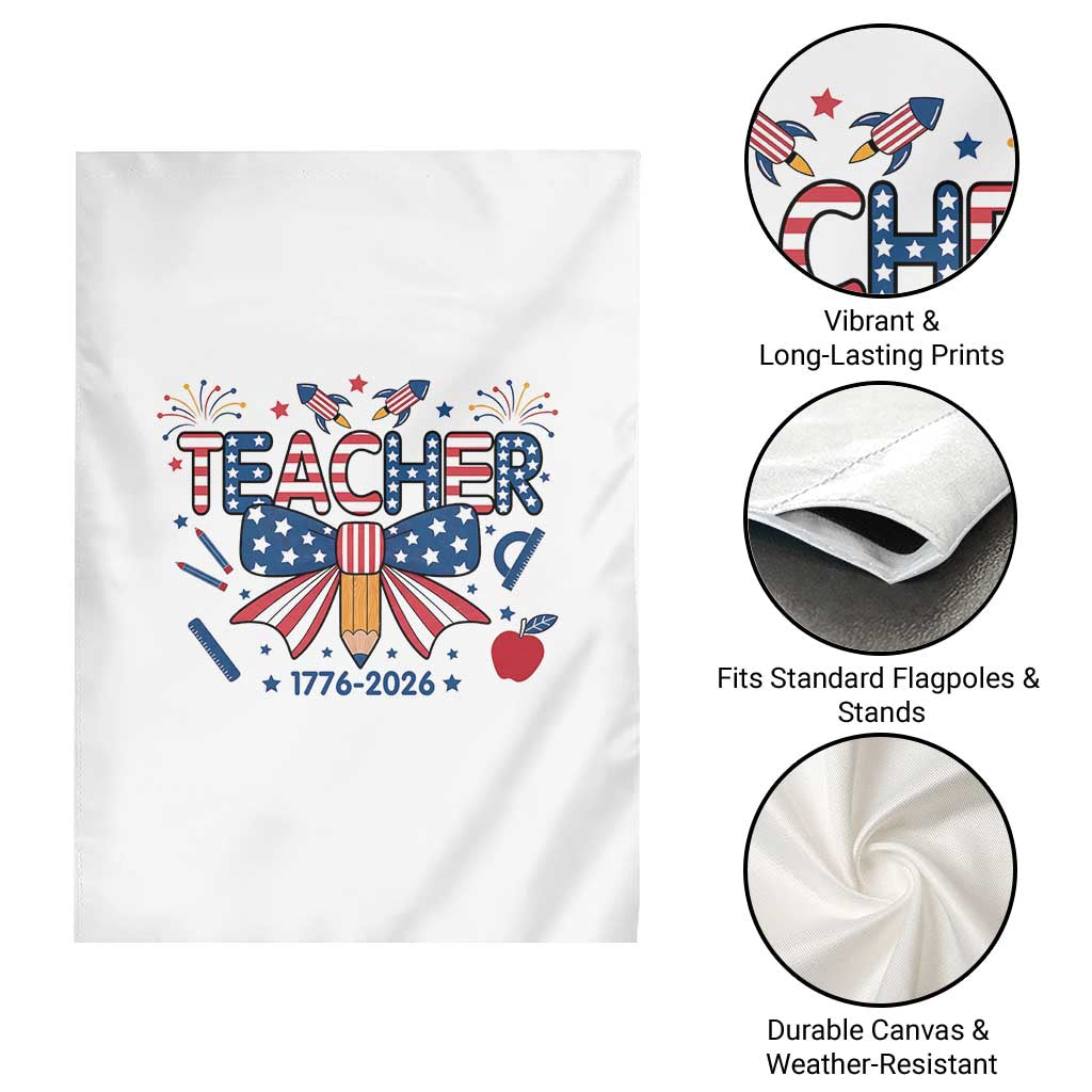 Proud American Teacher 250 Years Garden Flag Patriotic Educator Gift