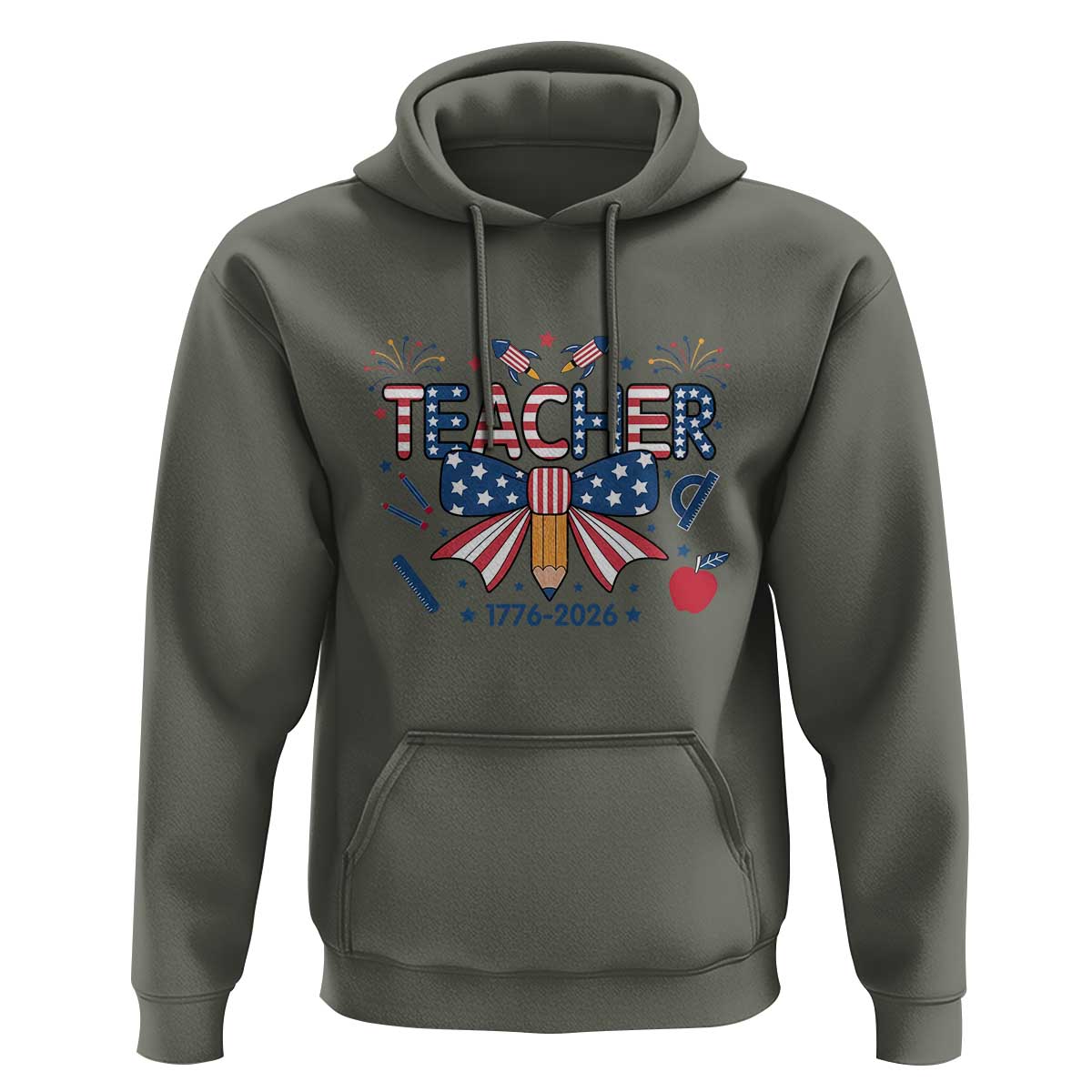 Proud American Teacher 250 Years Hoodie Patriotic Educator Gift