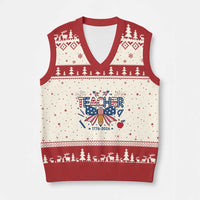 Proud American Teacher 250 Years V-Neck Knit Sweater Vest Patriotic Educator Gift