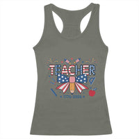 Proud American Teacher 250 Years Racerback Tank Top Patriotic Educator Gift