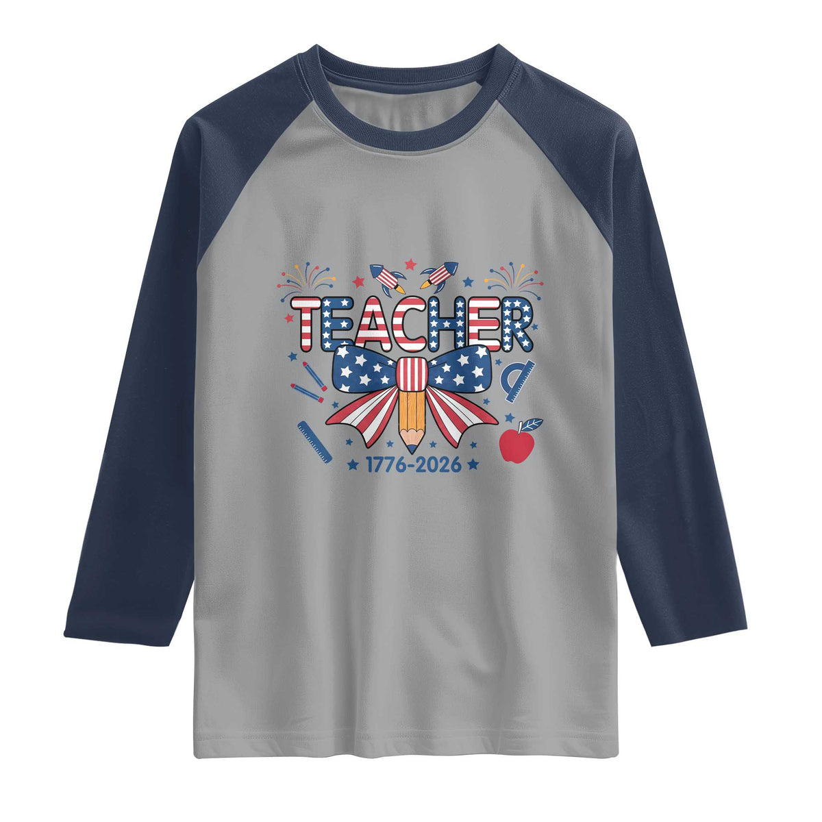 Proud American Teacher 250 Years Raglan Shirt Patriotic Educator Gift