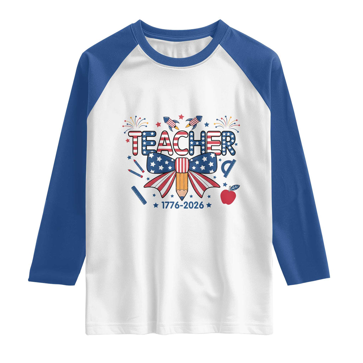 Proud American Teacher 250 Years Raglan Shirt Patriotic Educator Gift