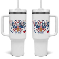 Proud American Teacher 250 Years Tumbler With Handle Patriotic Educator Gift